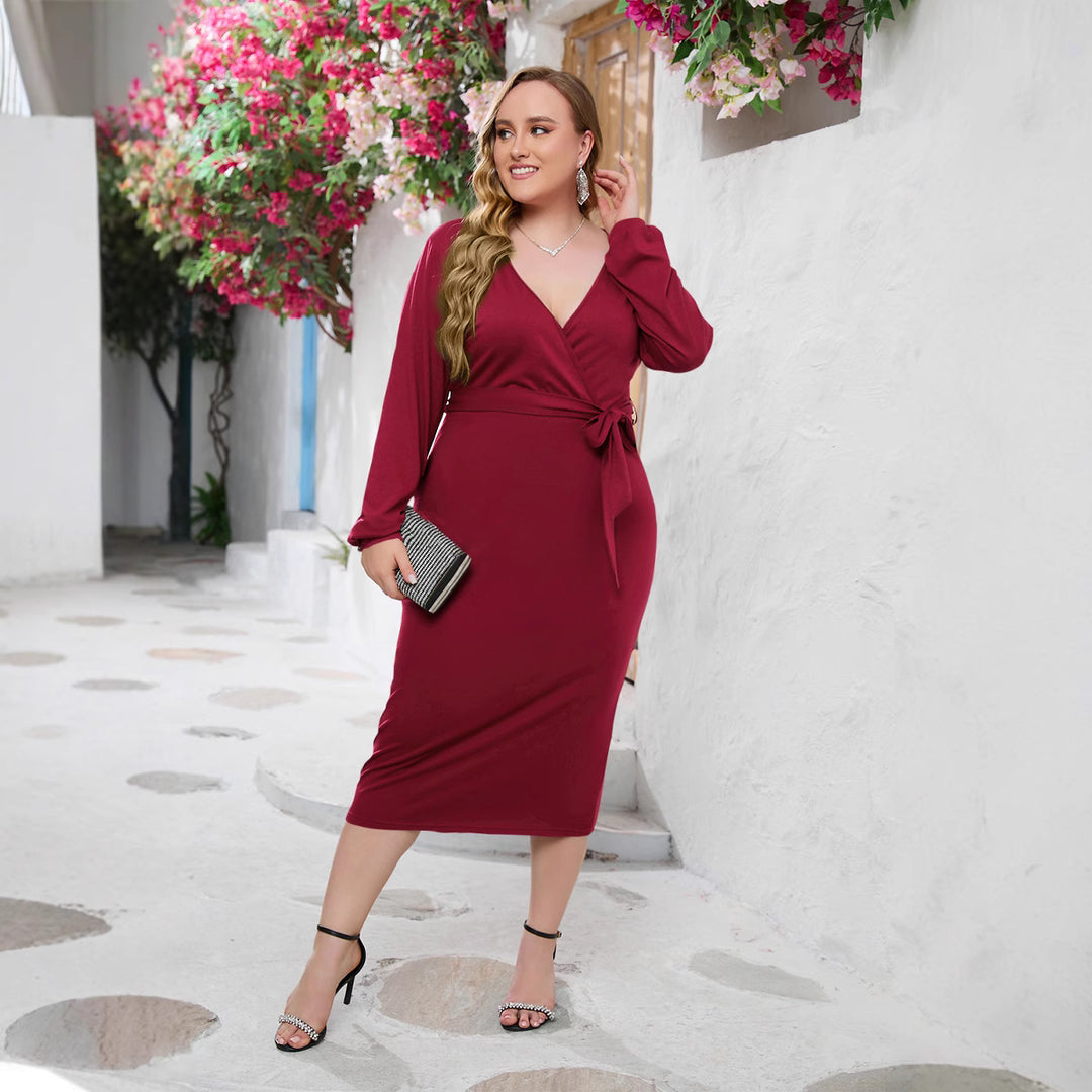 Damer Elegant knytklänning med figurnära silhuett och lång ärm Mirla-Eva Jonsson