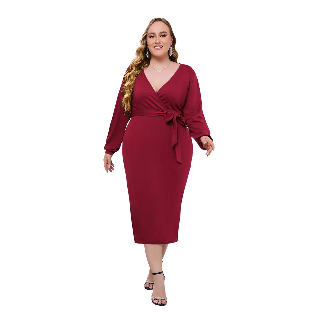 Damer Elegant knytklänning med figurnära silhuett och lång ärm Mirla-Eva Jonsson