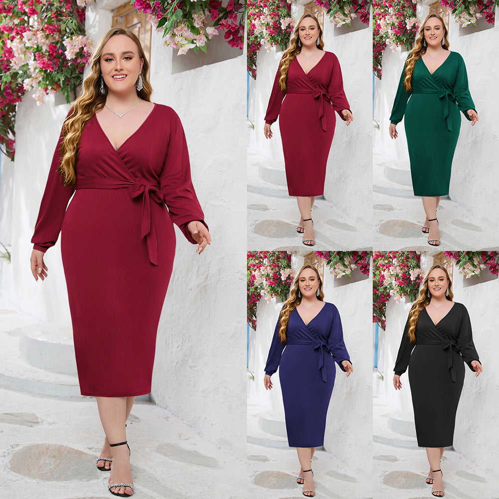Damer Elegant knytklänning med figurnära silhuett och lång ärm Mirla-Eva Jonsson