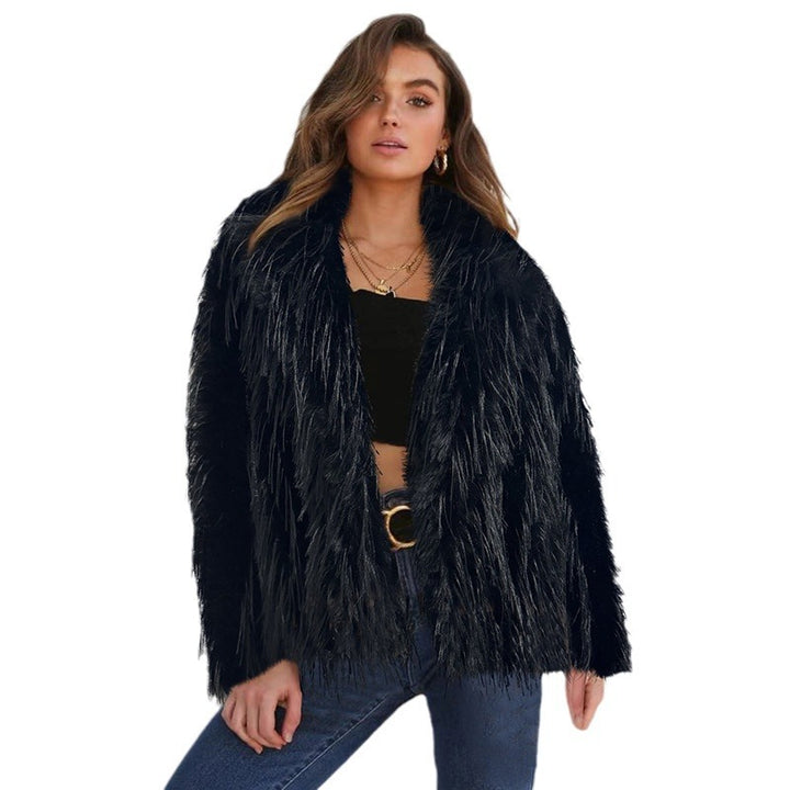 Damer Elegant konstpäls blazer med bred krage Mirla-Eva Jonsson