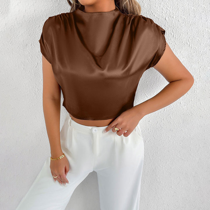 Damer Elegant kortärmad blus med modern ståkrage Mirla-Eva Jonsson