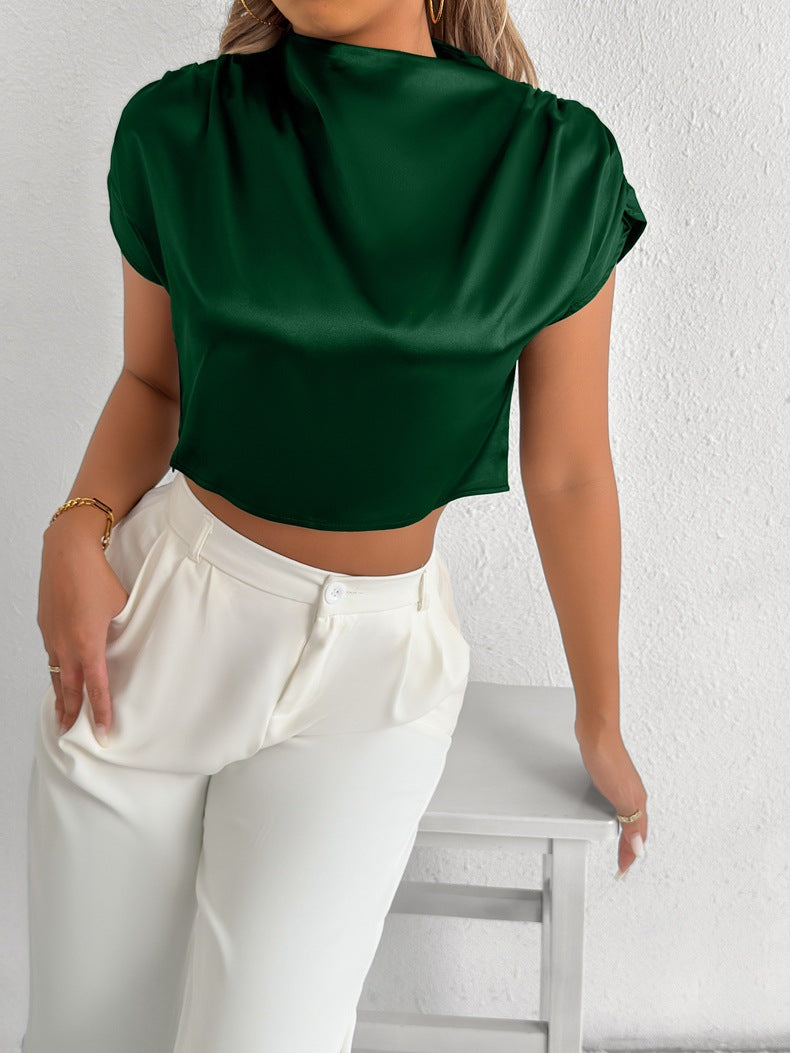 Damer Elegant kortärmad blus med modern ståkrage Mirla-Eva Jonsson
