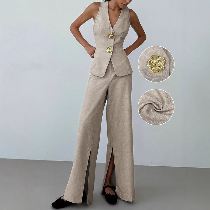 Damer Elegant kostymset med figursydd blazer och vida byxor Mirla-Eva Jonsson