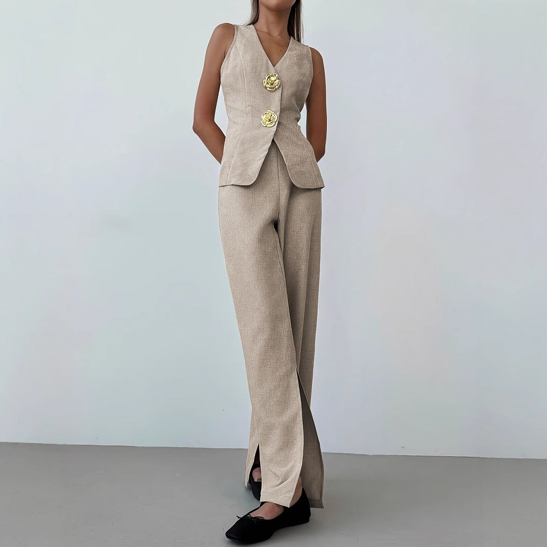 Damer Elegant kostymset med figursydd blazer och vida byxor Mirla-Eva Jonsson