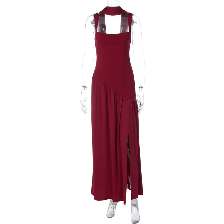 Damer Elegant kvällsklänning med asymmetrisk skärning och djup slits Mirla-Eva Jonsson