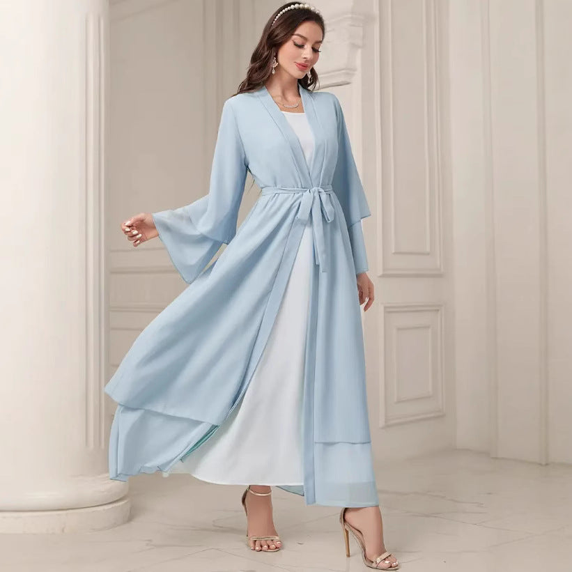 Damer Elegant lång Kimono-jacka i flödesstoff med vid skärning Mirla-Eva Jonsson