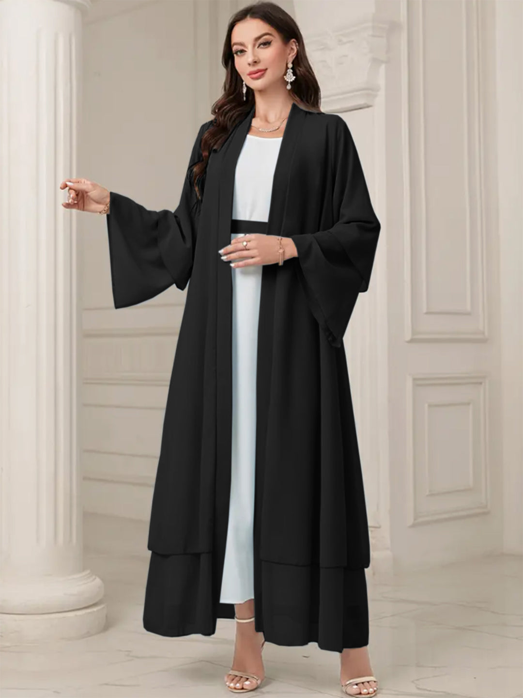 Damer Elegant lång Kimono-jacka i flödesstoff med vid skärning Mirla-Eva Jonsson