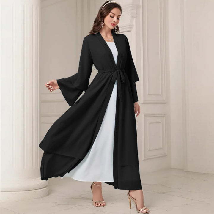 Damer Elegant lång Kimono-jacka i flödesstoff med vid skärning Mirla-Eva Jonsson