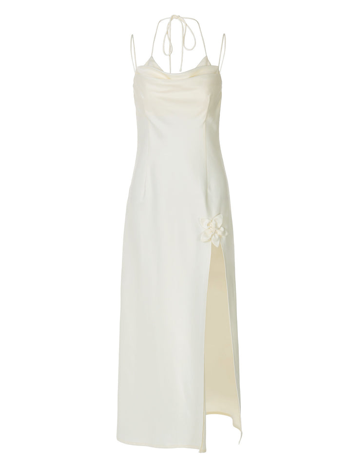 Damer Elegant lång klänning med känslig drapering och blommönster Mirla-Eva Jonsson