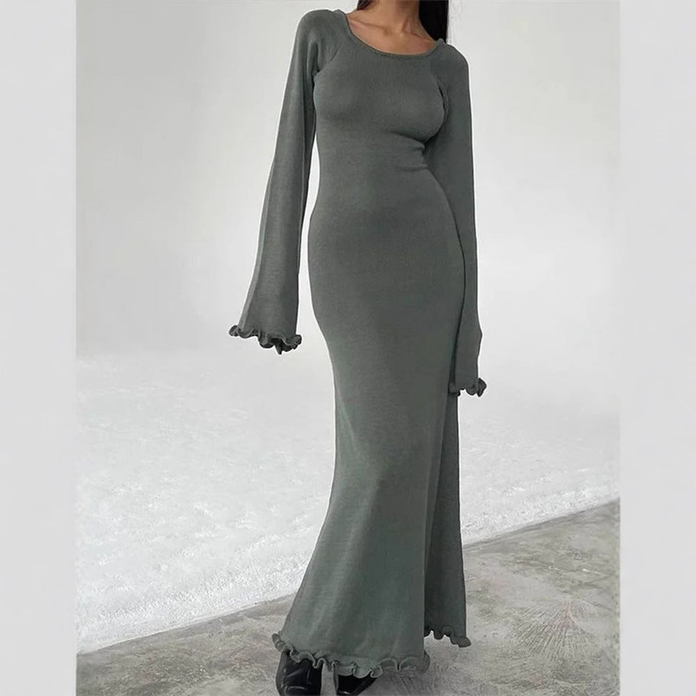 Damer Elegant långärmad Maxiklänning med vågkant Mirla-Eva Jonsson