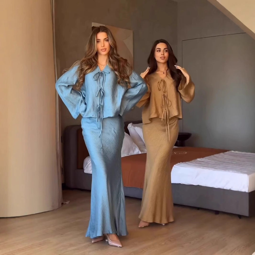 Damer Elegant långärmad set med volangdetaljer Eva Jonsson-Eva Jonsson