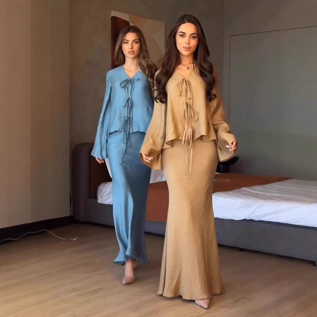 Damer Elegant långärmad set med volangdetaljer Eva Jonsson-Eva Jonsson