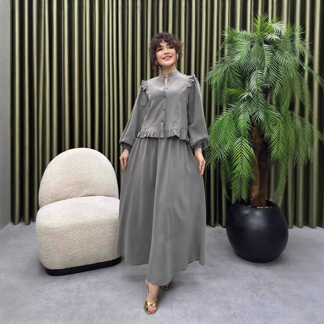 Damer Elegant långt klänning med rynkdetalj Eva Jonsson-Eva Jonsson