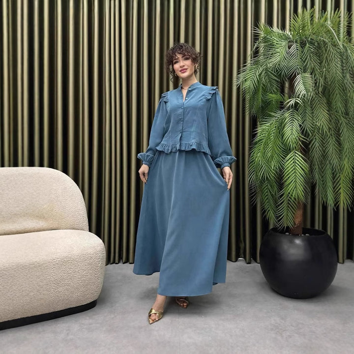 Damer Elegant långt klänning med rynkdetalj Mirla-Eva Jonsson