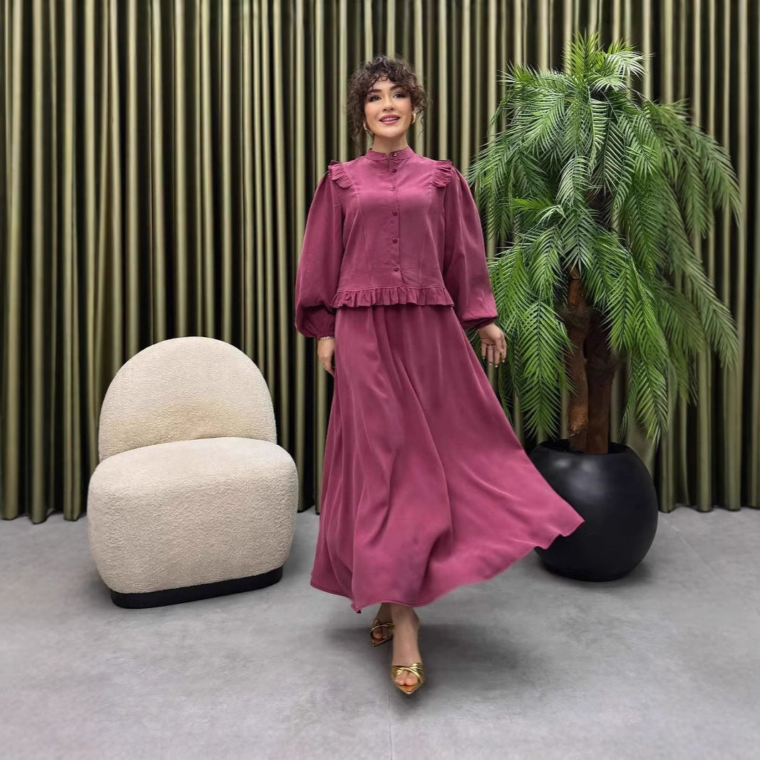 Damer Elegant långt klänning med rynkdetalj Mirla-Eva Jonsson