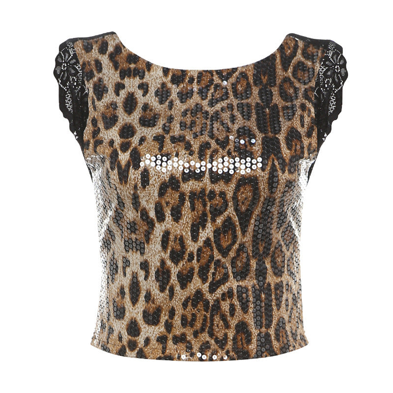 Damer Elegant leopardmönster klänning med glitterstenar Mirla-Eva Jonsson