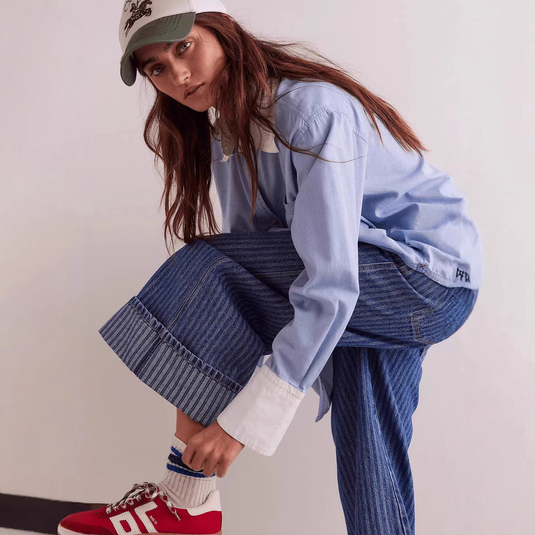 Damer Elegant löst snitt jeans med påsydda ränder Mirla-Eva Jonsson