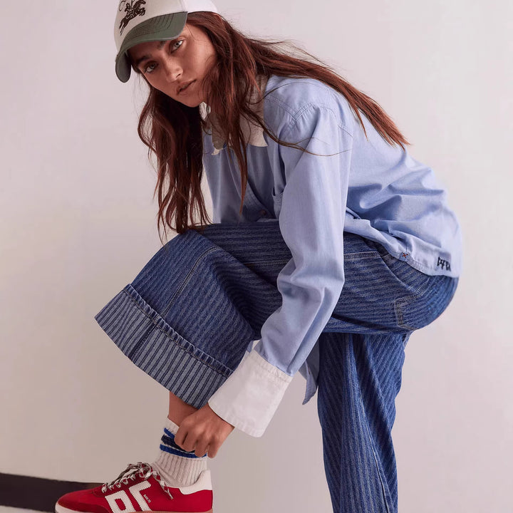 Damer Elegant löst snitt jeans med påsydda ränder Mirla-Eva Jonsson