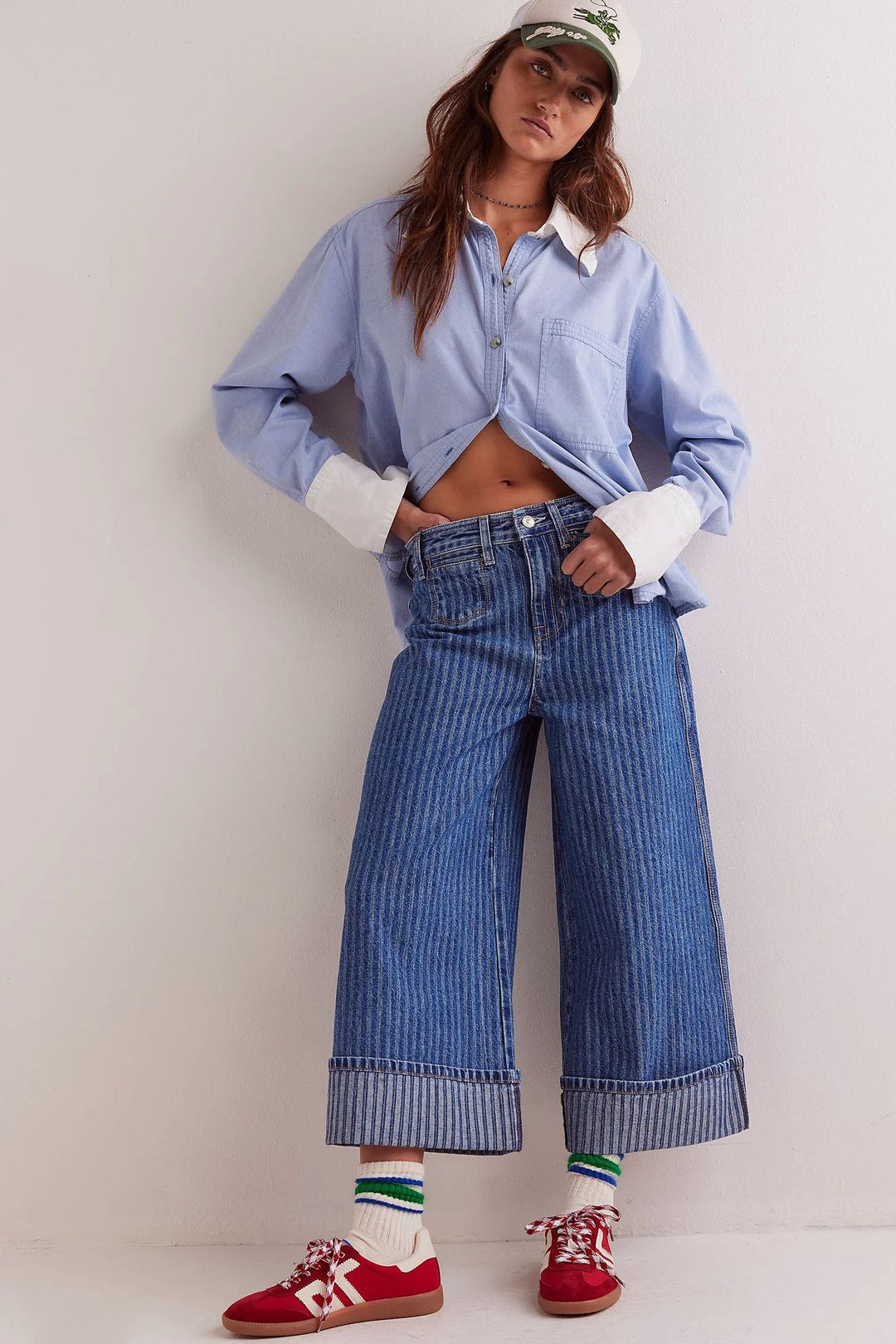 Damer Elegant löst snitt jeans med påsydda ränder Mirla-Eva Jonsson