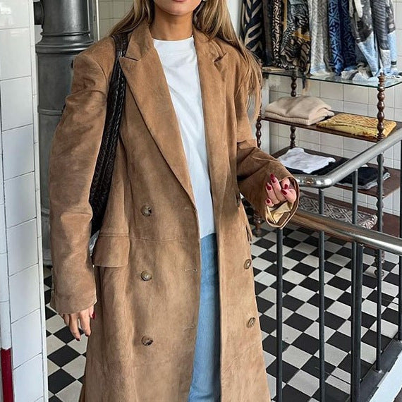 Damer Elegant mocka trench coat med dubbelknäppt design Eva Jonsson-Eva Jonsson