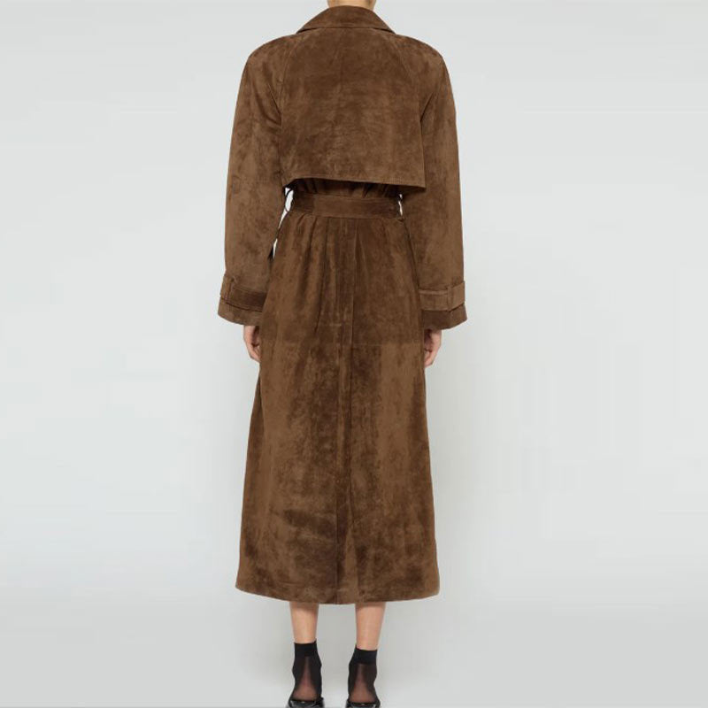 Damer Elegant mockaläder trenchcoat med figursydd passform och avtagbart bälte Mirla-Eva Jonsson