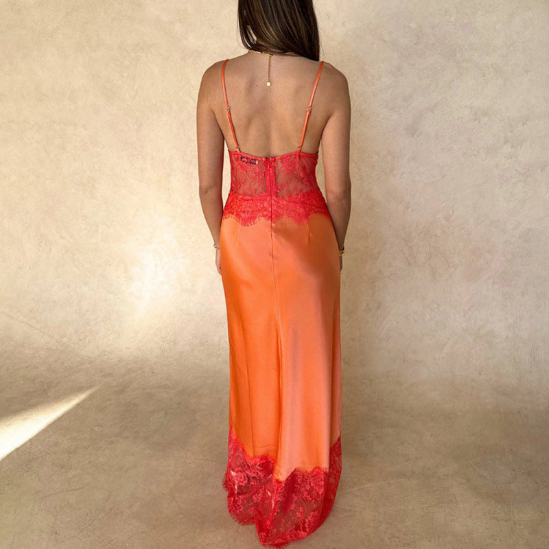 Damer Elegant nattklänning med transparent spetsinsats och justerbara axelband Mirla-Eva Jonsson