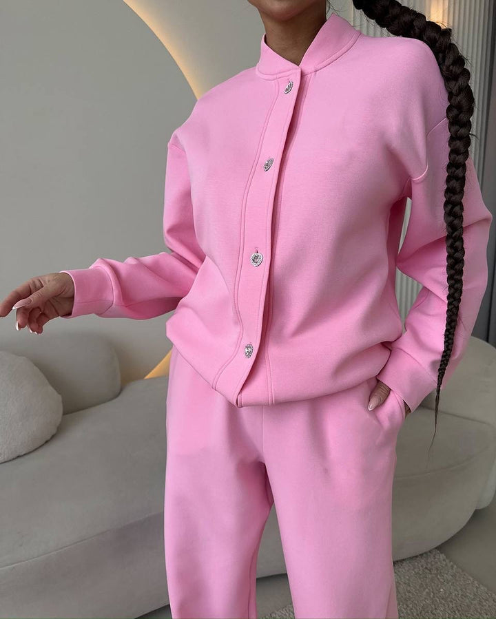 Damer Elegant och Bekväm Fritidsset med Blusjacka och Vidskurna Byxor Mirla-Eva Jonsson