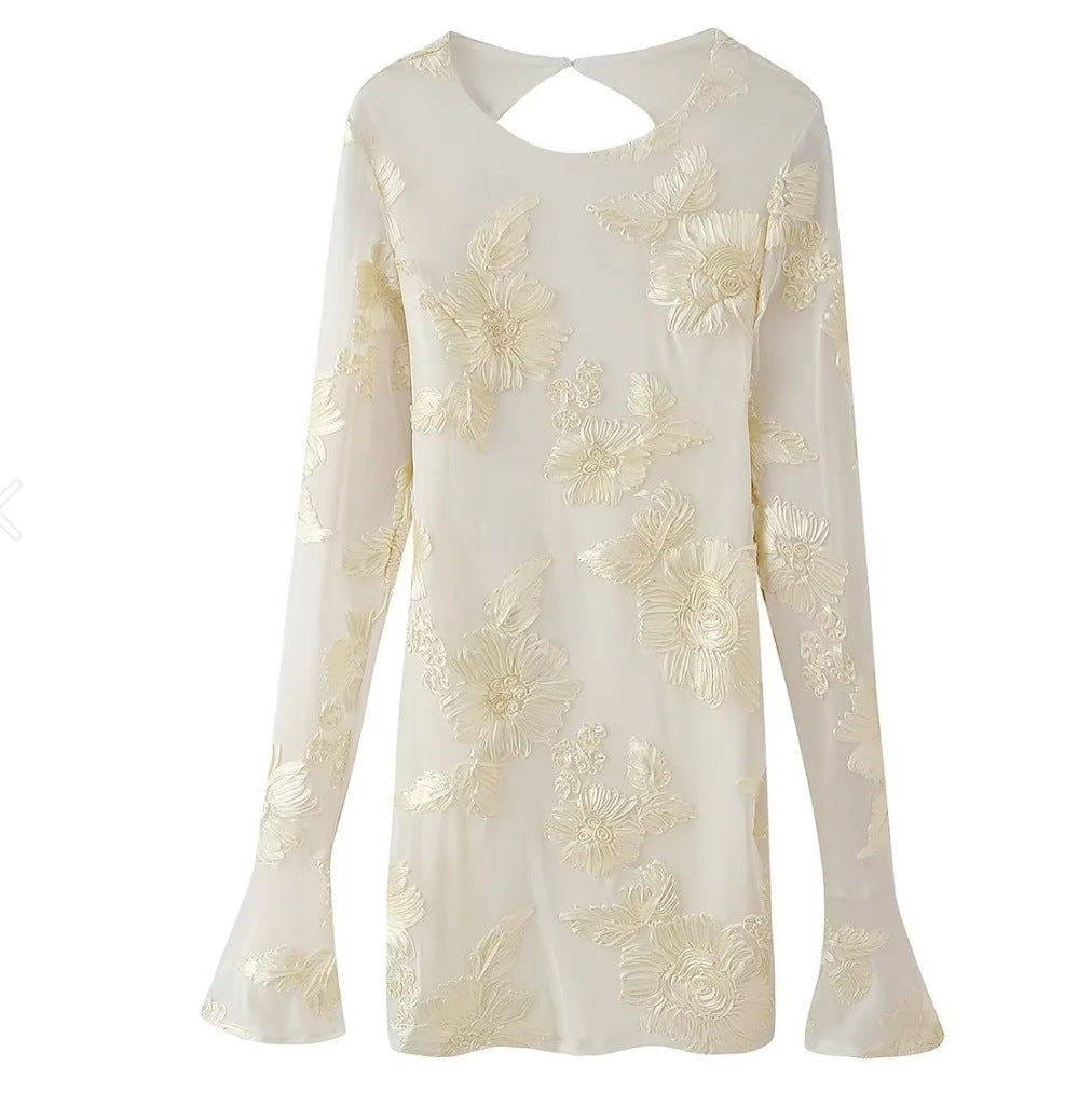 Damer Elegant och Blommigt Chiffontopp med Långa Ärmar Mirla-Eva Jonsson