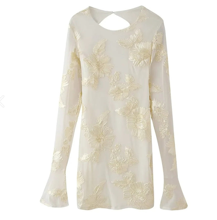 Damer Elegant och Blommigt Chiffontopp med Långa Ärmar Mirla-Eva Jonsson