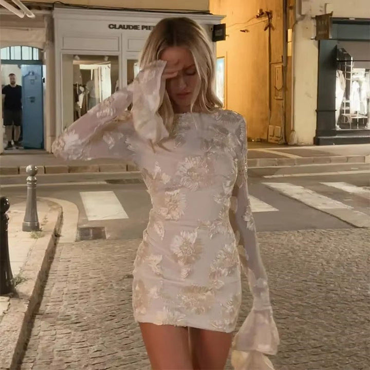 Damer Elegant och Blommigt Chiffontopp med Långa Ärmar Mirla-Eva Jonsson