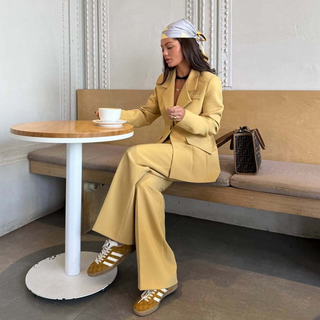 Damer Elegant och avslappnad kostymset med vida byxor Eva Jonsson-Eva Jonsson