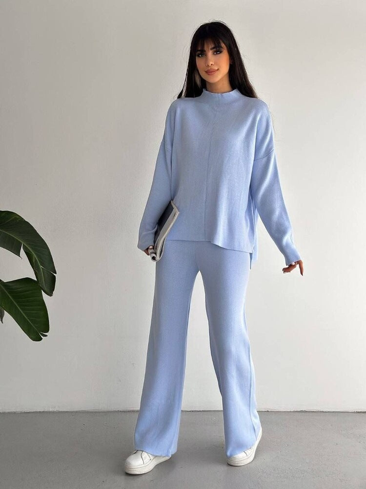 Damer Elegant och avslappnat lounge-set med vid topp och flare byxor Mirla-Eva Jonsson