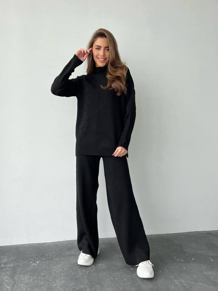 Damer Elegant och avslappnat lounge-set med vid topp och flare byxor Mirla-Eva Jonsson