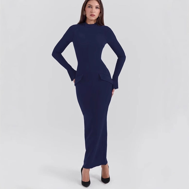 Damer Elegant och figurnära långärmad klänning med modern design Eva Jonsson-Eva Jonsson