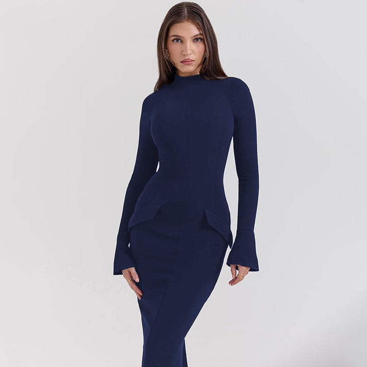 Damer Elegant och figurnära långärmad klänning med modern design Eva Jonsson-Eva Jonsson