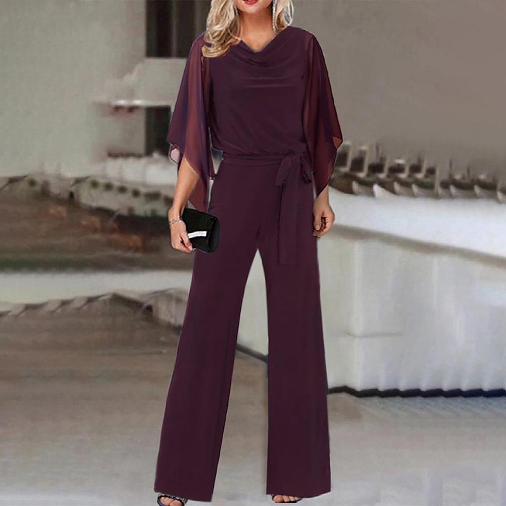 Damer Elegant och flödande jumpsuit med vida ben och midjejusterbart bälte Mirla-Eva Jonsson