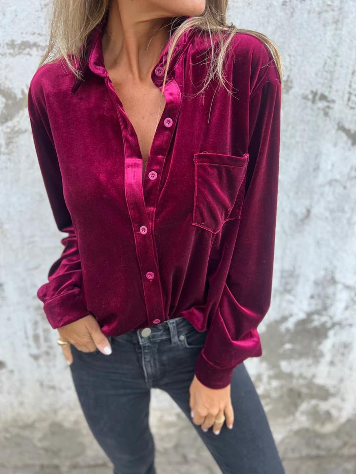 Damer Elegant och glänsande blus i sammet Mirla-Eva Jonsson