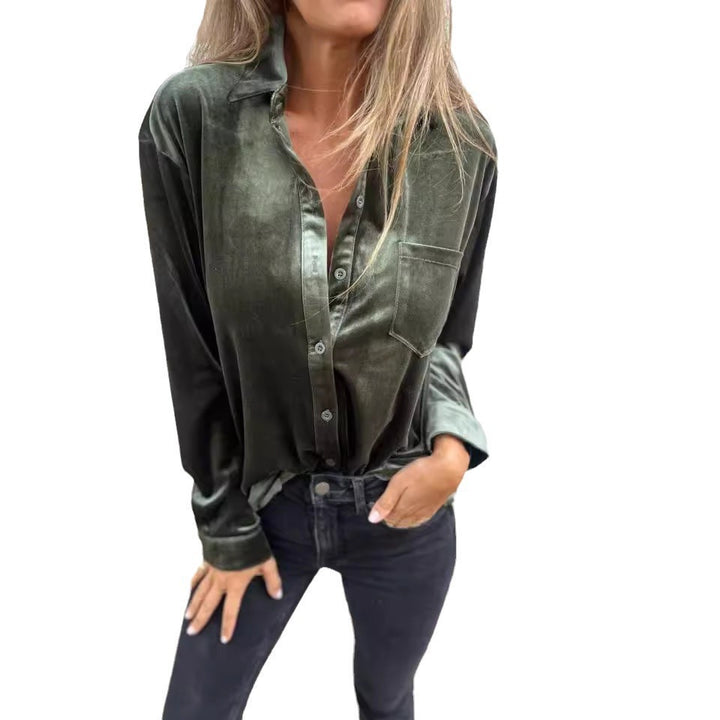 Damer Elegant och lyxig blus i sammet med fickor Mirla-Eva Jonsson