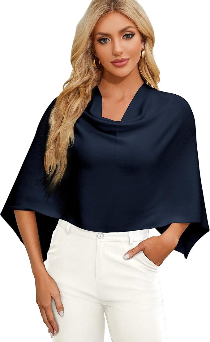 Damer Elegant och mångsidig stickad poncho Mirla-Eva Jonsson