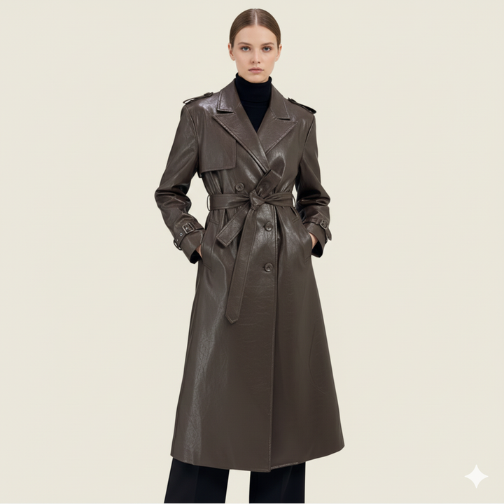 Damer Elegant och moderiktig trenchcoat i konstläder Mirla-Eva Jonsson