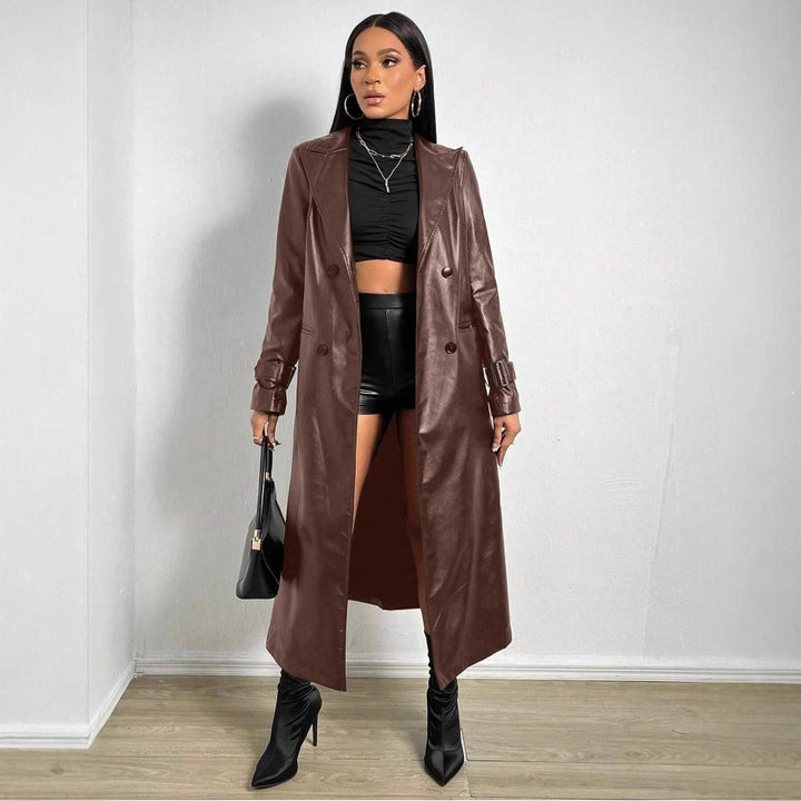 Damer Elegant och moderiktig trenchcoat i konstläder Mirla-Eva Jonsson
