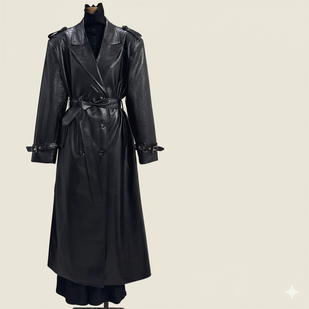 Damer Elegant och moderiktig trenchcoat i konstläder Mirla-Eva Jonsson