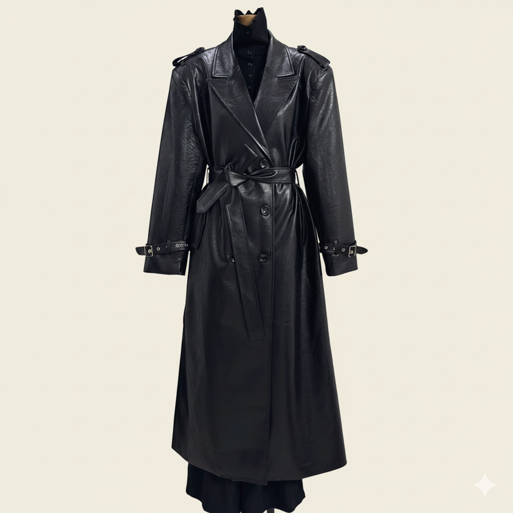 Damer Elegant och moderiktig trenchcoat i konstläder Mirla-Eva Jonsson