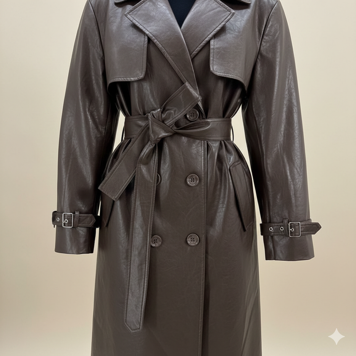 Damer Elegant och moderiktig trenchcoat i konstläder Mirla-Eva Jonsson