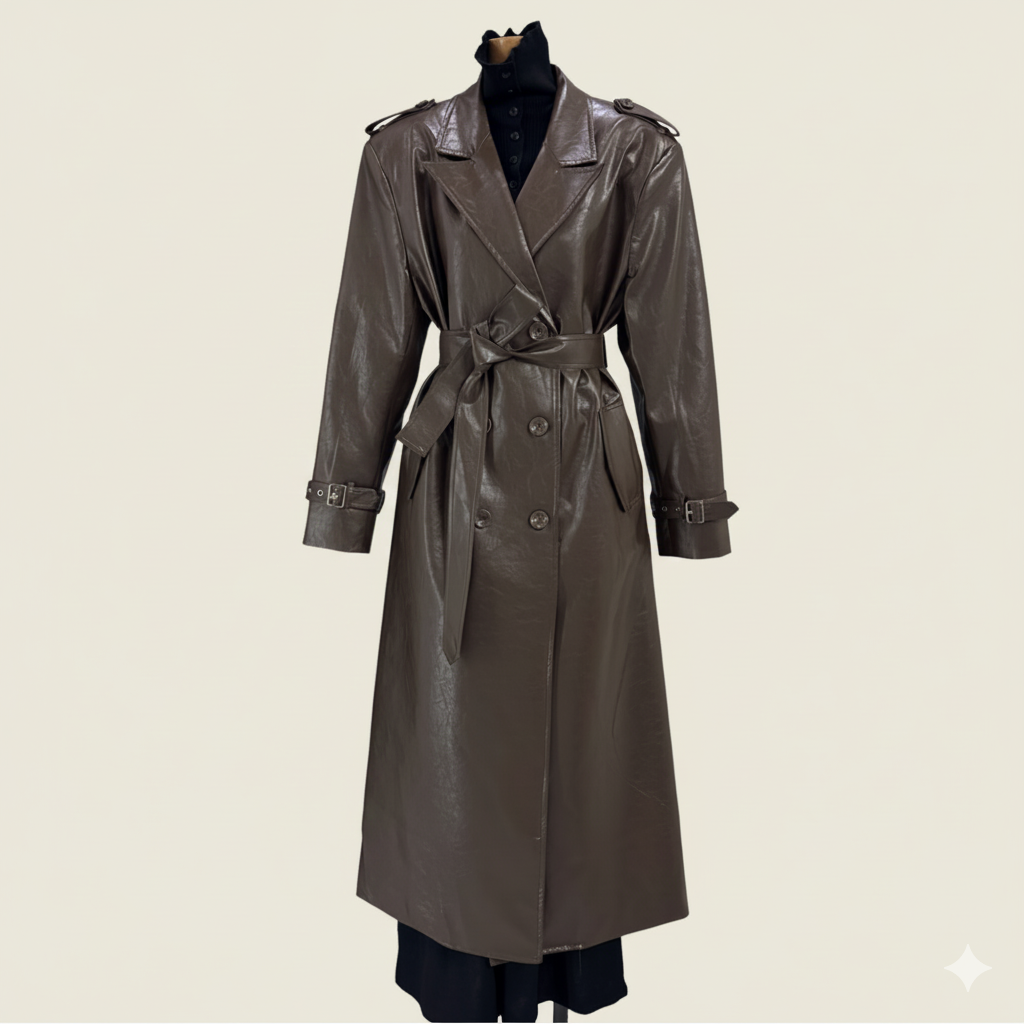 Damer Elegant och moderiktig trenchcoat i konstläder Mirla-Eva Jonsson