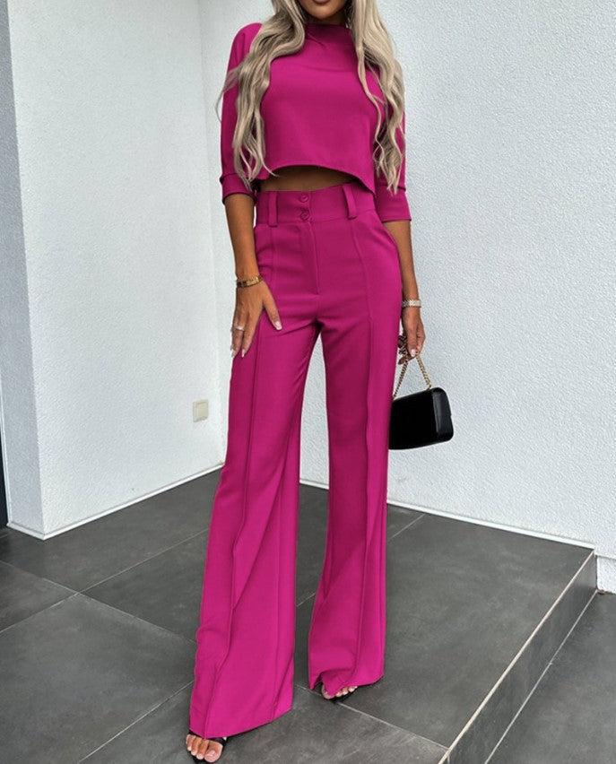 Damer Elegant och modernt Tvådelat Set med vida byxben Mirla-Eva Jonsson