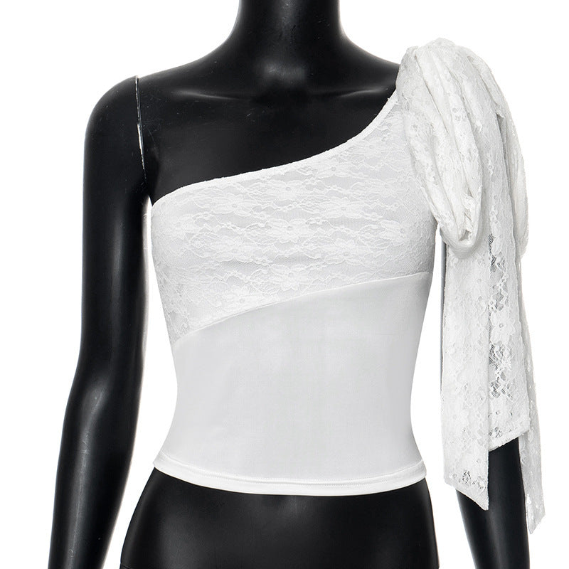Damer Elegant och raffinerad spets One-Shoulder Blus Mirla-Eva Jonsson