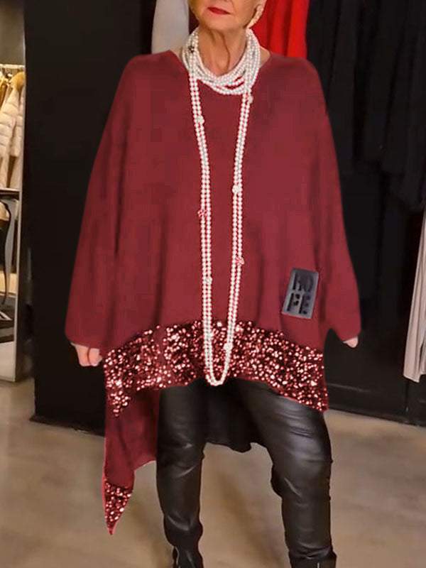 Damer Elegant och snygg stickad tröja med asymmetrisk fåll Mirla-Eva Jonsson