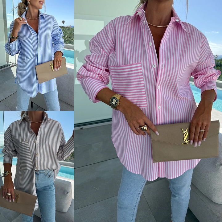 Damer Elegant randig blus med avslappnad passform Mirla-Eva Jonsson