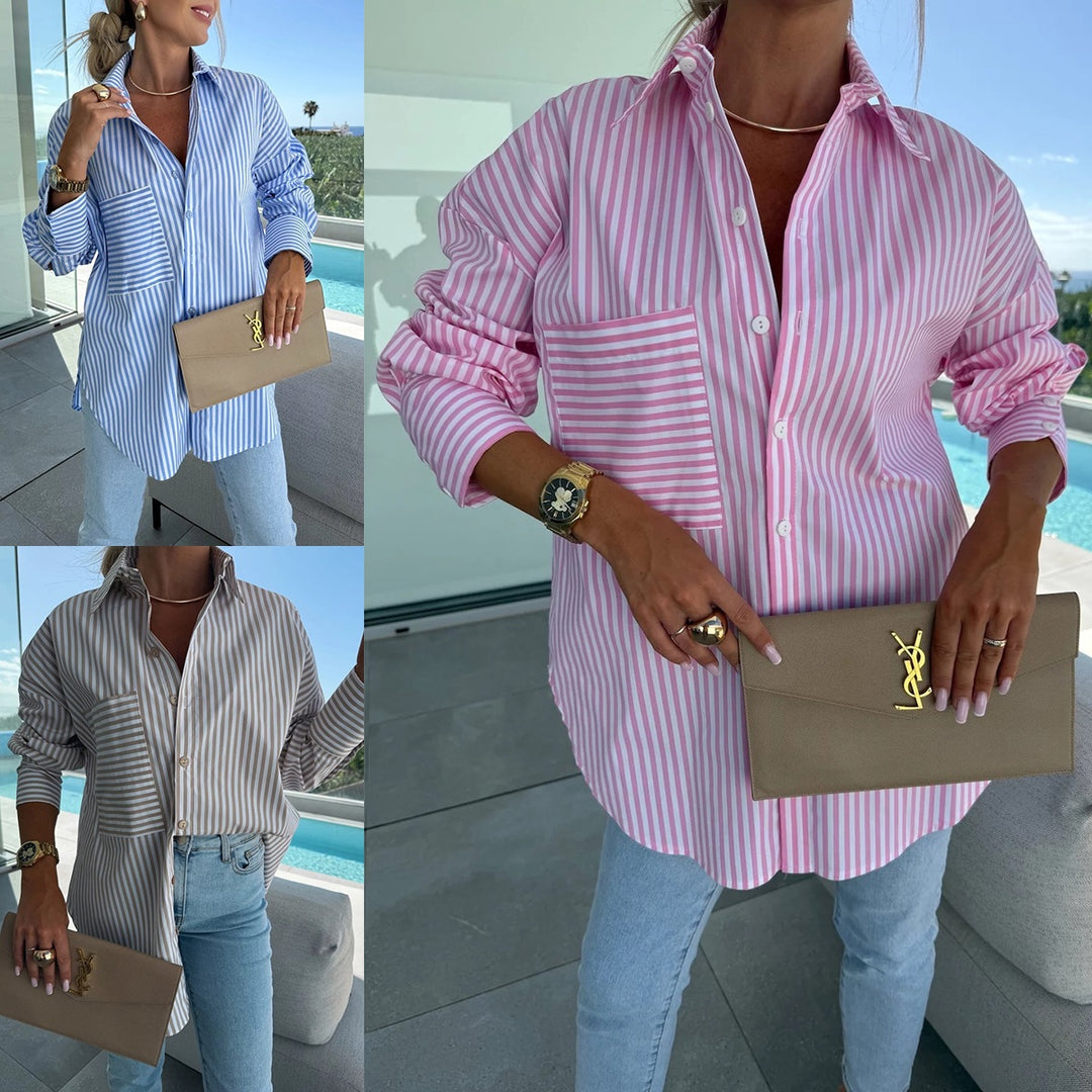 Damer Elegant randig blus med avslappnad passform Mirla-Eva Jonsson